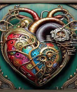 steampunk heart paint by number