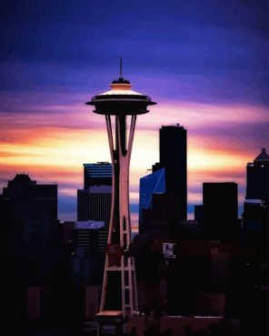 Washington Space Needle Tower Paint By Numbers - Numeral Paint Kit