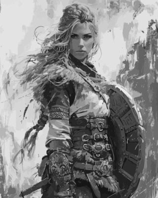 Black And White Warrior Lady Paint By Number