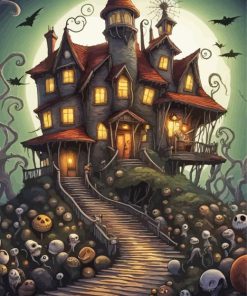 Aesthetic Spooky Haunted House Paint By Number