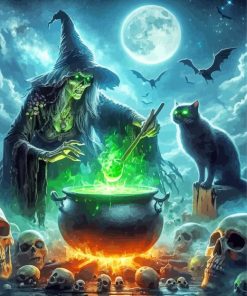 Scary Witches Brew Paint by Number