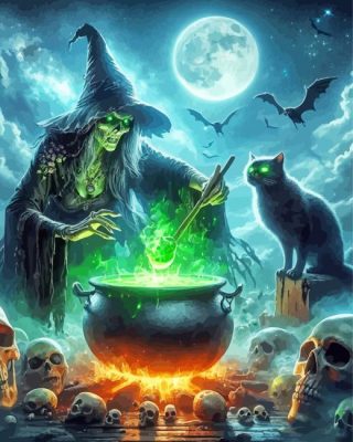 Scary Witches Brew Paint by Number