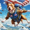 Pit Bull Dog Skydiving Art Paint by Number
