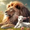 Lion And Lamb Art Paint by Number