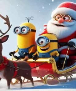 Christmas Minions Art Paint by Number