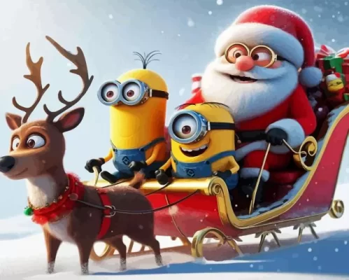 Christmas Minions Art Paint by Number