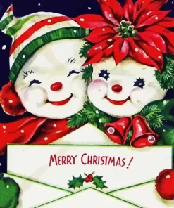 Hugging Snowman Couple Paint by Number