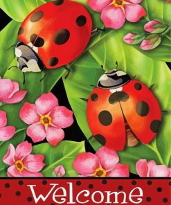 Ladybugs On Leaves Paint by Number