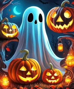 Aesthetic Halloween Ghost Paint by Number