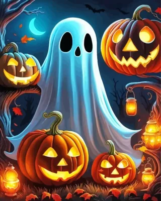 Aesthetic Halloween Ghost Paint by Number
