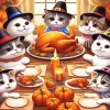 Cats Celebrating Thanksgiving Paint by Number