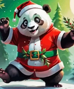 Christmas Panda Paint by Number