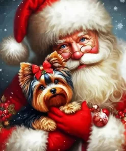 Christmas Santa And Dog Paint by Number