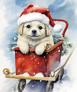 Christmas Snowy Dog Paint by Number