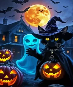 Halloween Cat Paint by Number