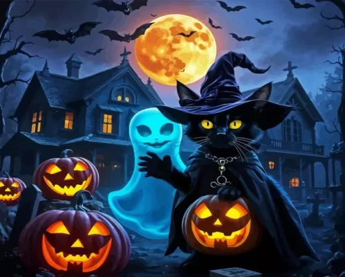 Halloween Cat Paint by Number