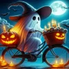 Halloween Ghost Biking Paint by Number