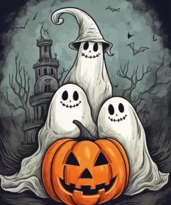 Halloween Ghosts Paint by Number
