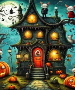 Halloween House Paint by Number