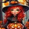Halloween Witch Girl Paint by Number