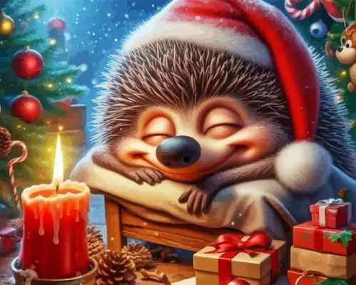 Hedgehog Christmas Paint by Number