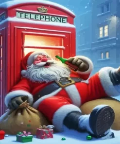 Sleepy Drunk Santa Paint by Number