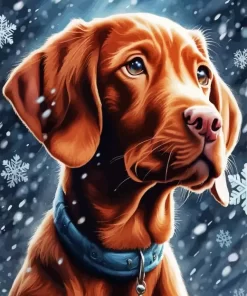 Snowy Vizsla Dog Paint by Number