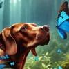 Vizsla Dog And Butterflies Paint by Number