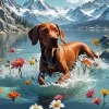 Vizsla Dog In Water Paint by Number