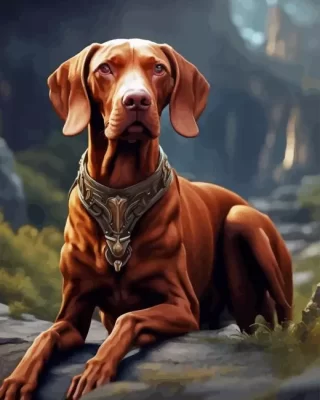 Brown Vizsla Dog Paint by Number