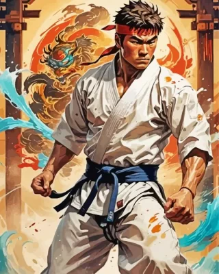 Aesthetic Karate Man Paint by Number