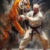 Judo Fighter And Tiger Paint by Number