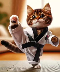 Taekwondo Kitty Paint by Number