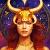 Female Taurus Zodiac Art Paint by Number