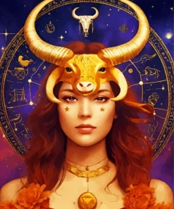 Female Taurus Zodiac Art Paint by Number