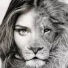 Monochrome Half Lion Half Woman Paint by Number