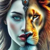 Aesthetic Half Woman Half Lion Paint by Number