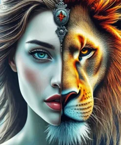 Aesthetic Half Woman Half Lion Paint by Number