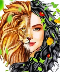 Half Woman Half Lion Art Paint by Number