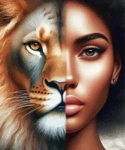 Half Woman Half Lion Paint by Number