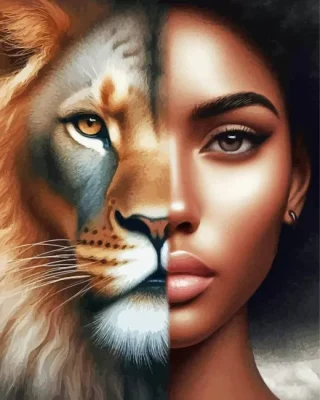 Half Woman Half Lion Paint by Number
