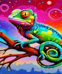 Aesthetic Green Chameleon Paint by Number