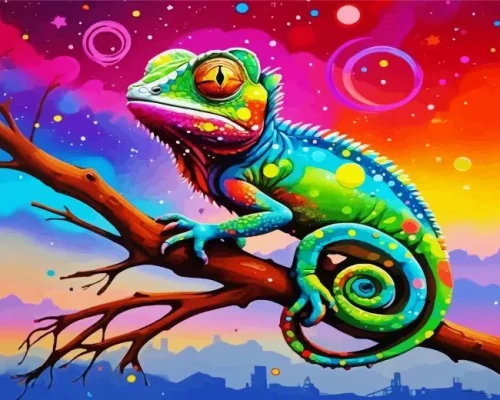 Aesthetic Green Chameleon Paint by Number