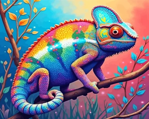 Colorful Chameleon Art Paint by Numbers 