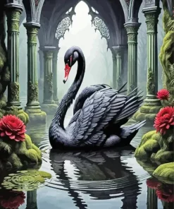 Aesthetic Black Swan Paint by Number