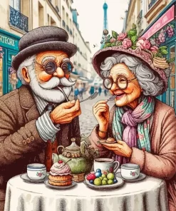Cute Old Couple Paint by Numbers