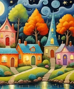 Whimsical Houses Paint by Numbers