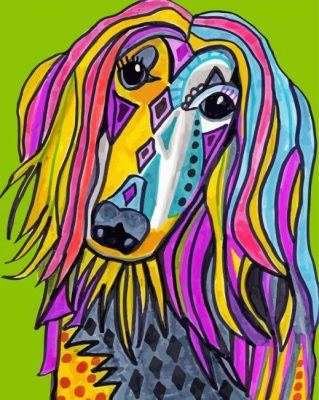Colorful Afghan Hound Paint By Number