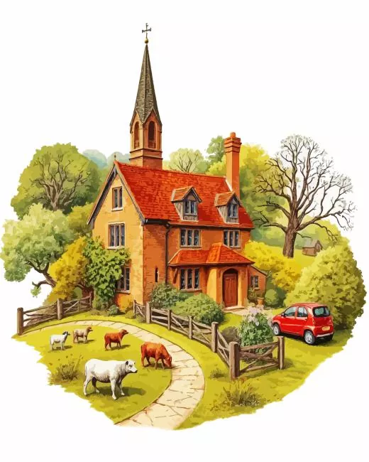 Herefordshire -art paint by number Aesthetic Herefordshire Paint By Numbers