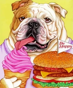 Bulldog Hamburger Paint By Numbers